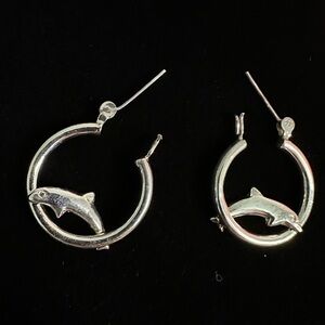 Sterling Silver Dolphin Hoop Earrings